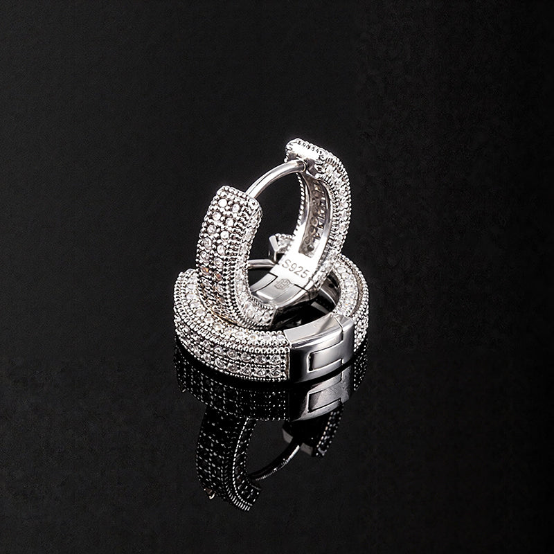 925S & VVS Moissanite Micro Paved Hoop Earrings