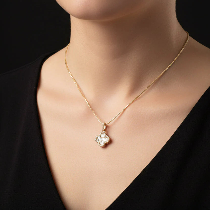 Moissanite 0.35 ctw Pave Clover Pendant