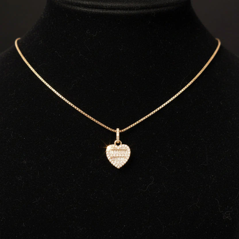 Moissanite 0.48 ctw Baguette Heart Pendant
