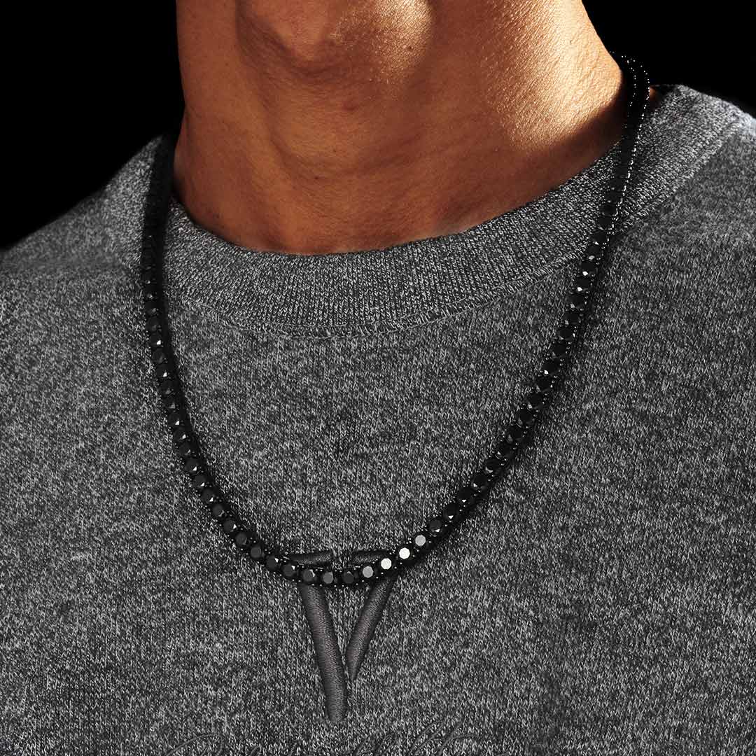 5mm Black Stones Tennis Chain in Black Gold