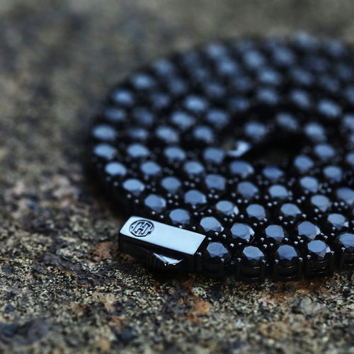 5mm Black Stones Tennis Chain in Black Gold