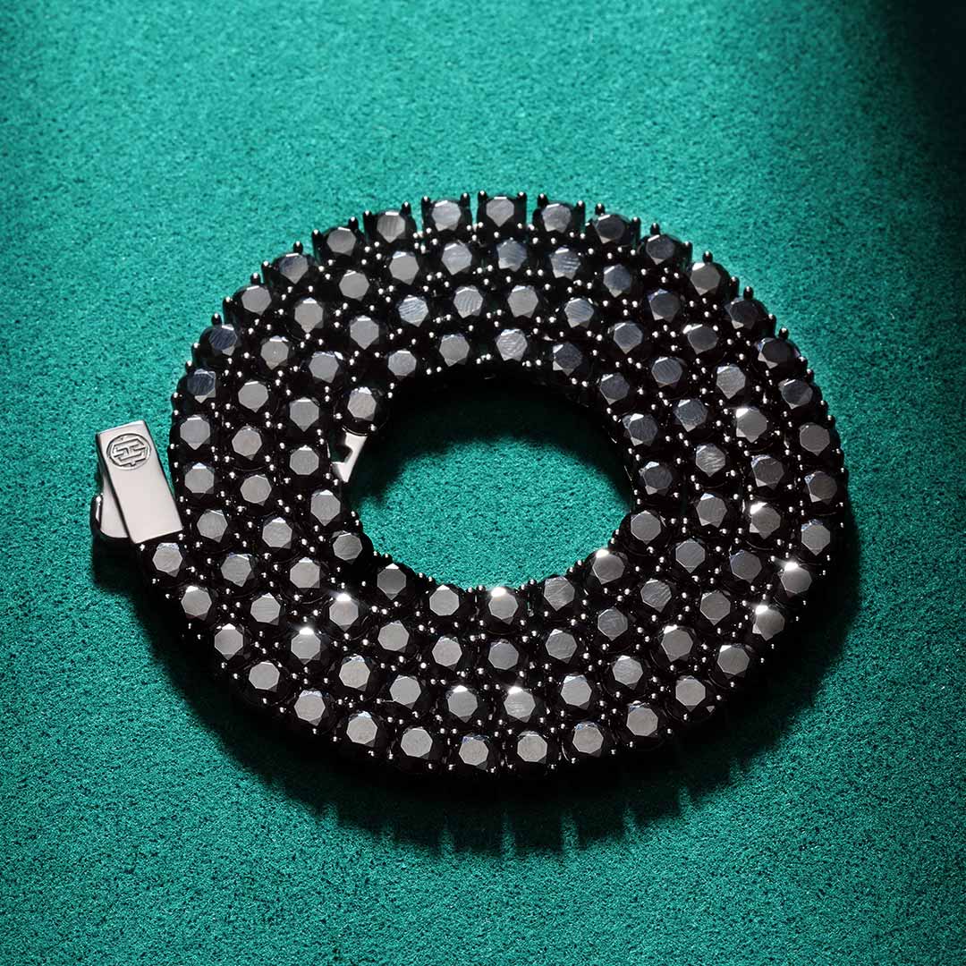 5mm Black Stones Tennis Chain in Black Gold