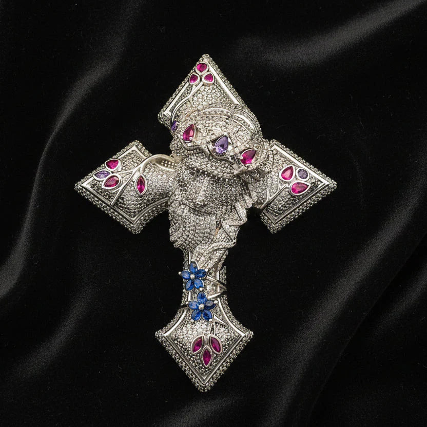 Moissanite 7.40 ctw Jesus Face Cross Pendant