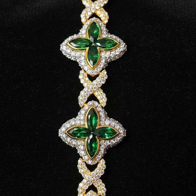 Moissanite 6.8 ctw Leaf Clover Infinite Cross Bracelet