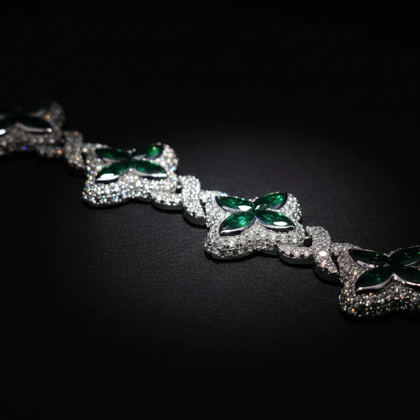 Moissanite 6.8 ctw Leaf Clover Infinite Cross Bracelet