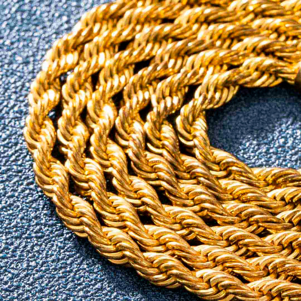 4mm 18K Gold Finish Rope Chain