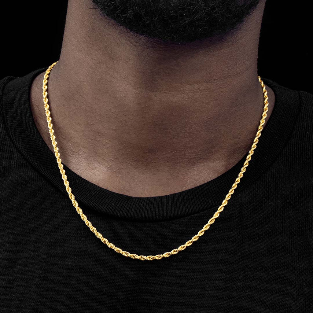 4mm 18K Gold Finish Rope Chain