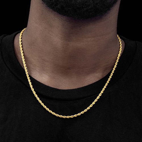 4mm 18K Gold Finish Rope Chain