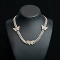 Silver Moissanite Two Tone Butterfly Cuban Necklace