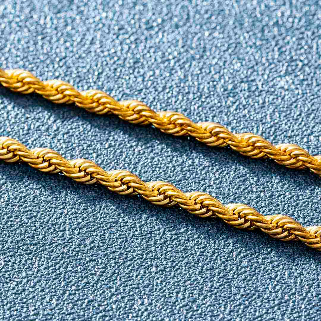 4mm 18K Gold Finish Rope Chain