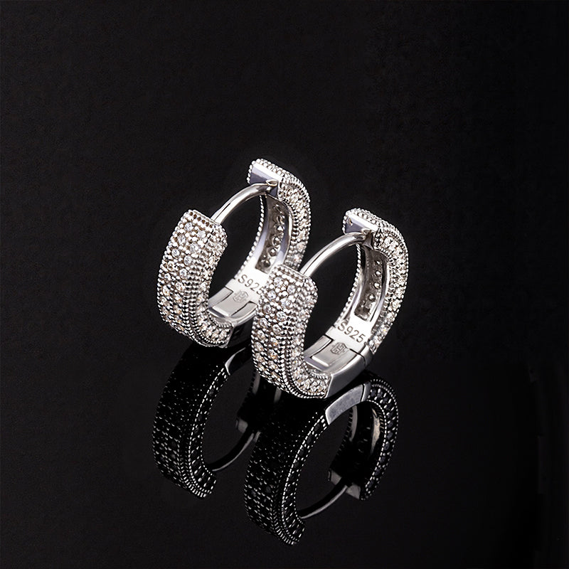 925S & VVS Moissanite Micro Paved Hoop Earrings