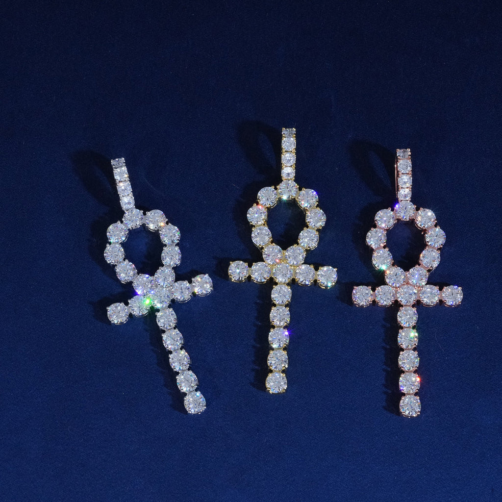 MOISSANITE ANKH PENDANT - 925 SILVER - D COLOUR - VVS1