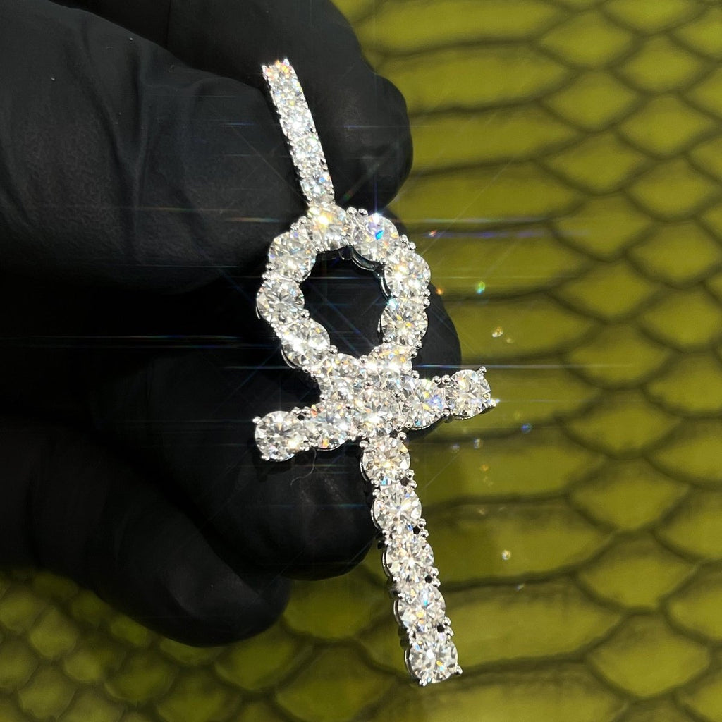 MOISSANITE ANKH PENDANT - 925 SILVER - D COLOUR - VVS1