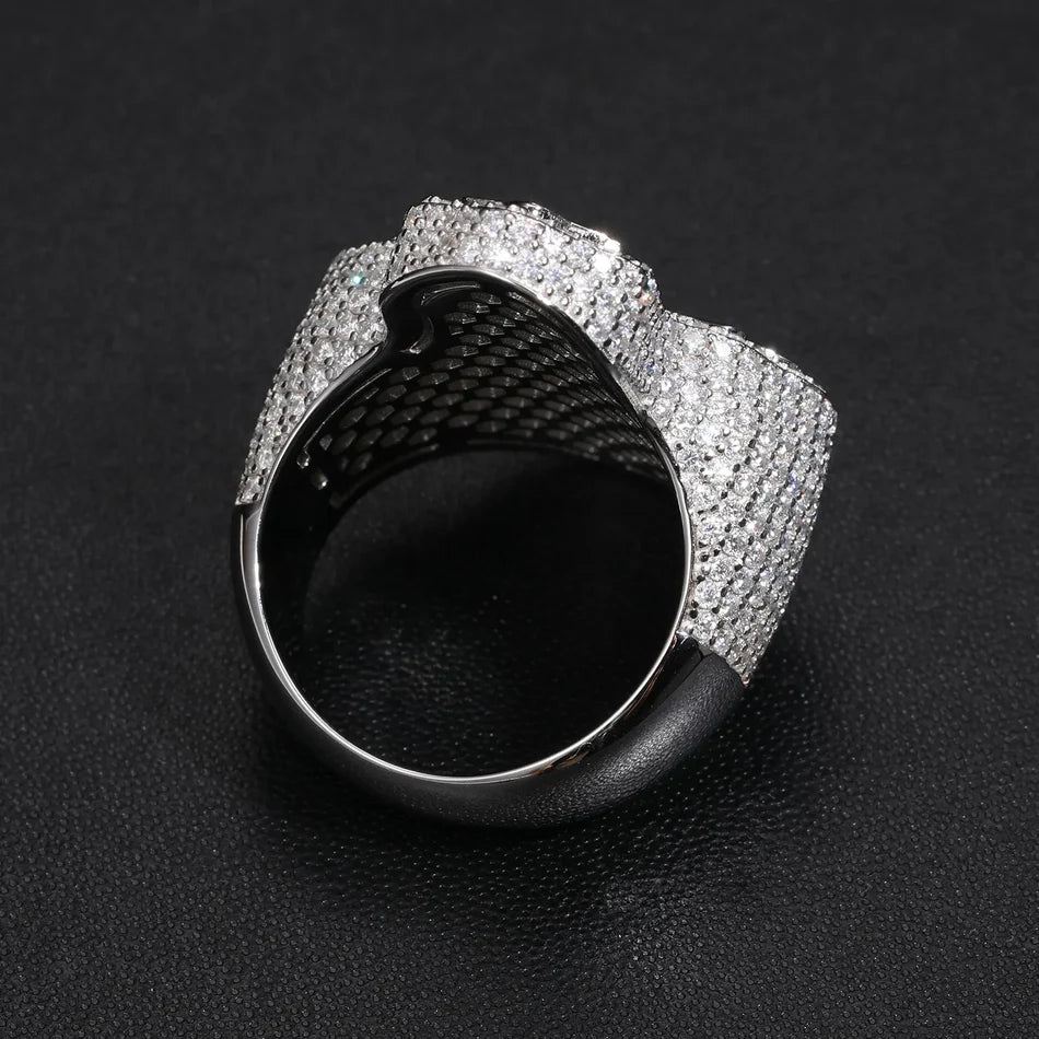 BAGUETTE MOISSANITE DIAMOND CROSS RING IN STERLING SILVER