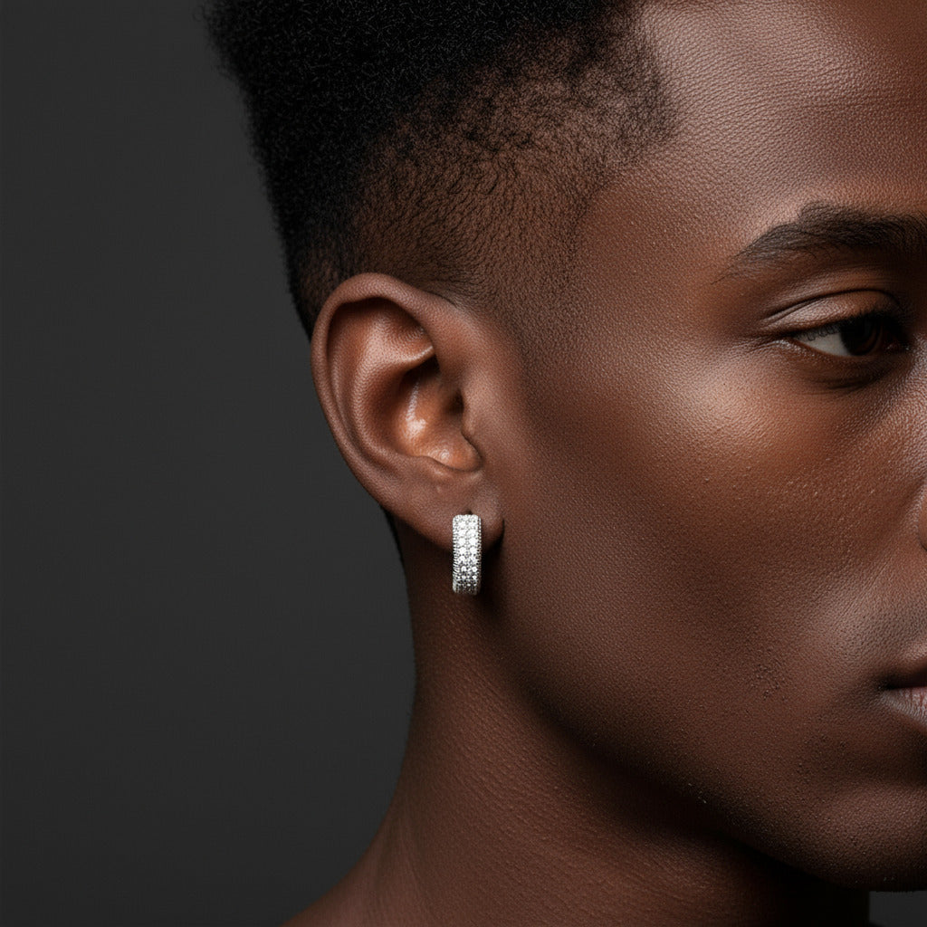 925S & VVS Moissanite Micro Paved Hoop Earrings