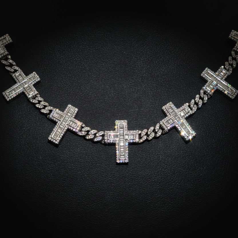 Silver VVS Lab Cross Necklace