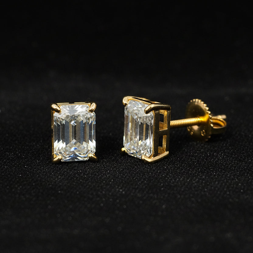 Moissanite 3.00 ctw Emerald Cut Earrings