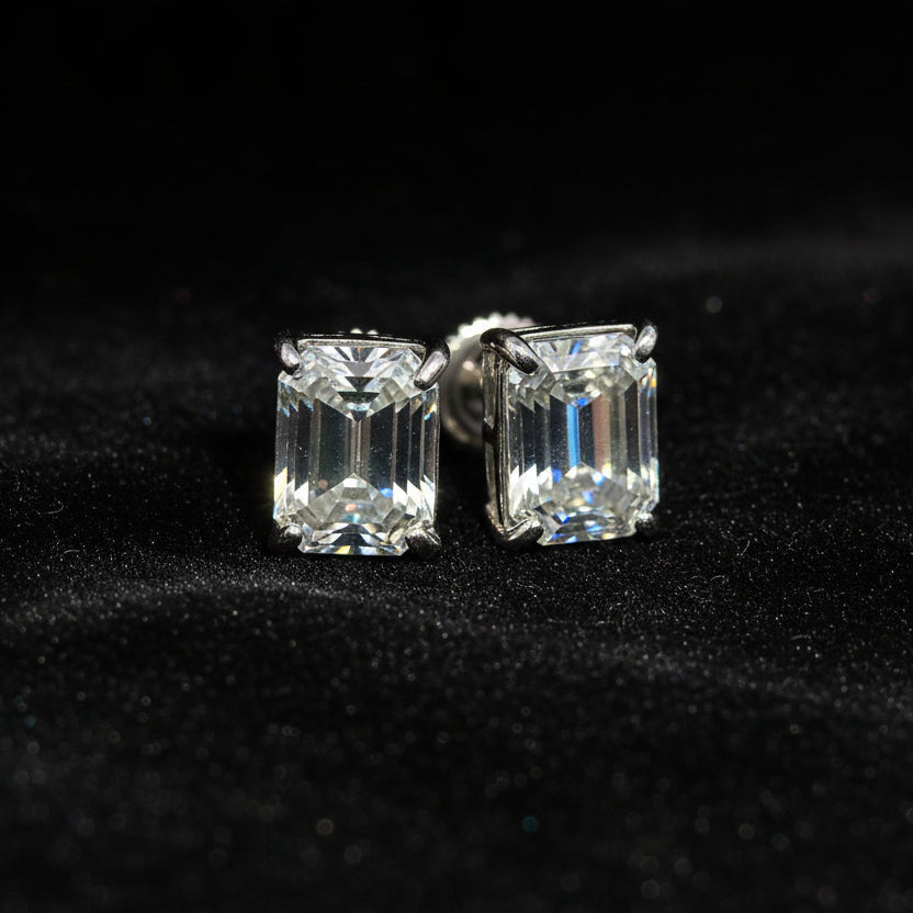Moissanite 3.00 ctw Emerald Cut Earrings