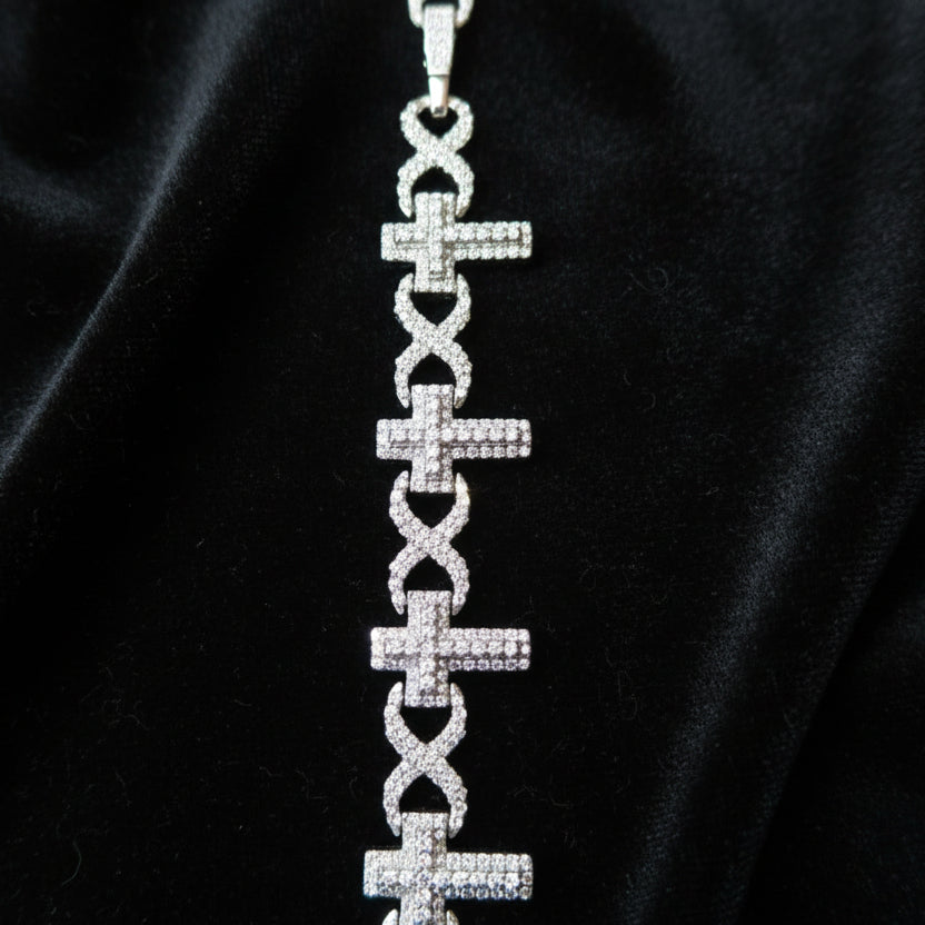Moissanite Infinity Cross Bracelet 12.91 ctw