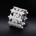 MOISSANITE DIAMOND CROSS RING IN STERLING SILVER