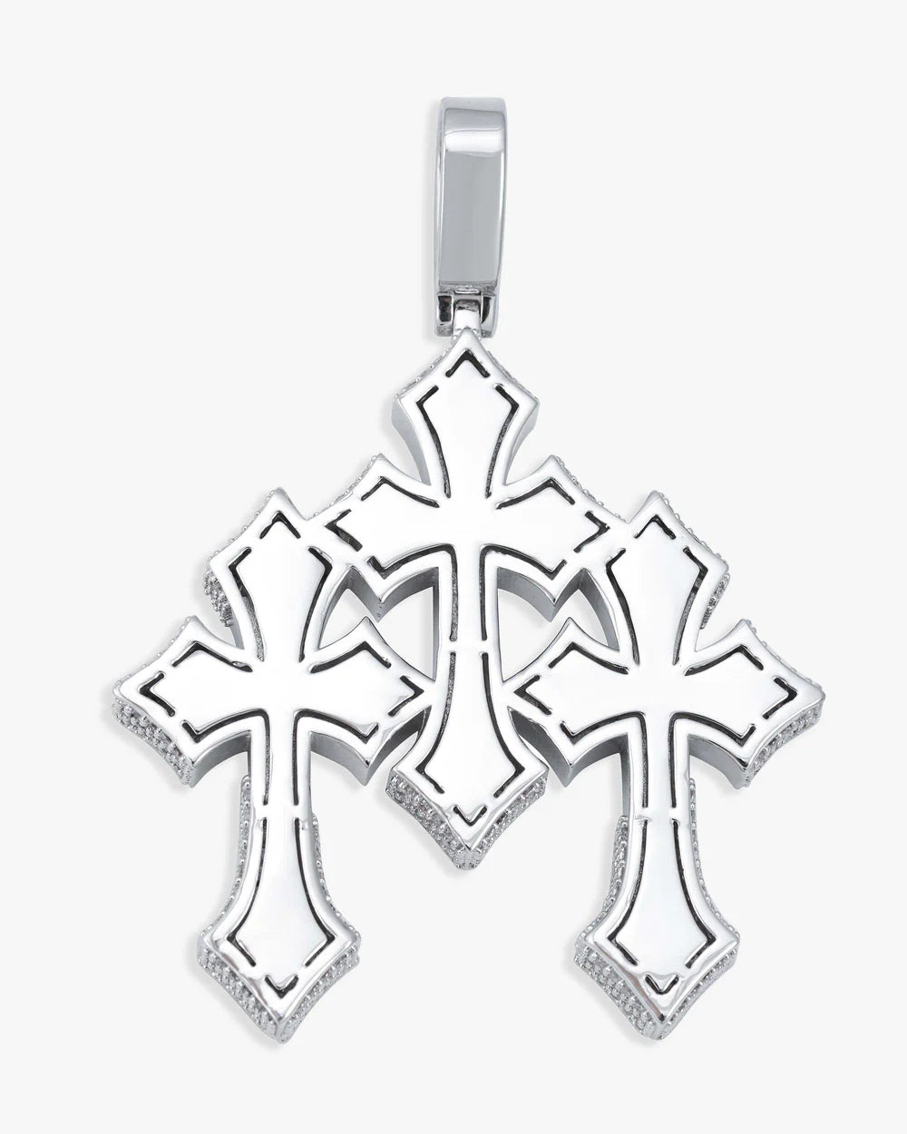 VVS Triple Cross Pendant 14K Gold