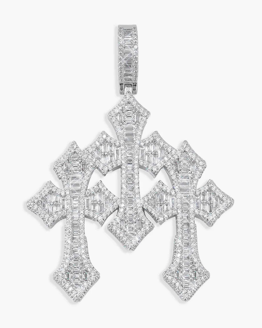 VVS Triple Cross Pendant 14K Gold